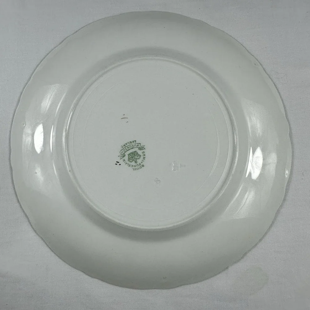 Set of 4 Antique Wood & Son Pink Rose Swag Plates English Ironstone Victorian